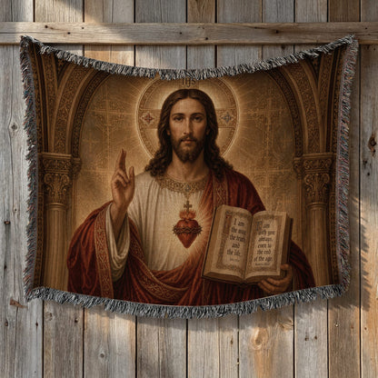 CalmNestStyle The Sacred Heart of Jesus jacquard woven blanket