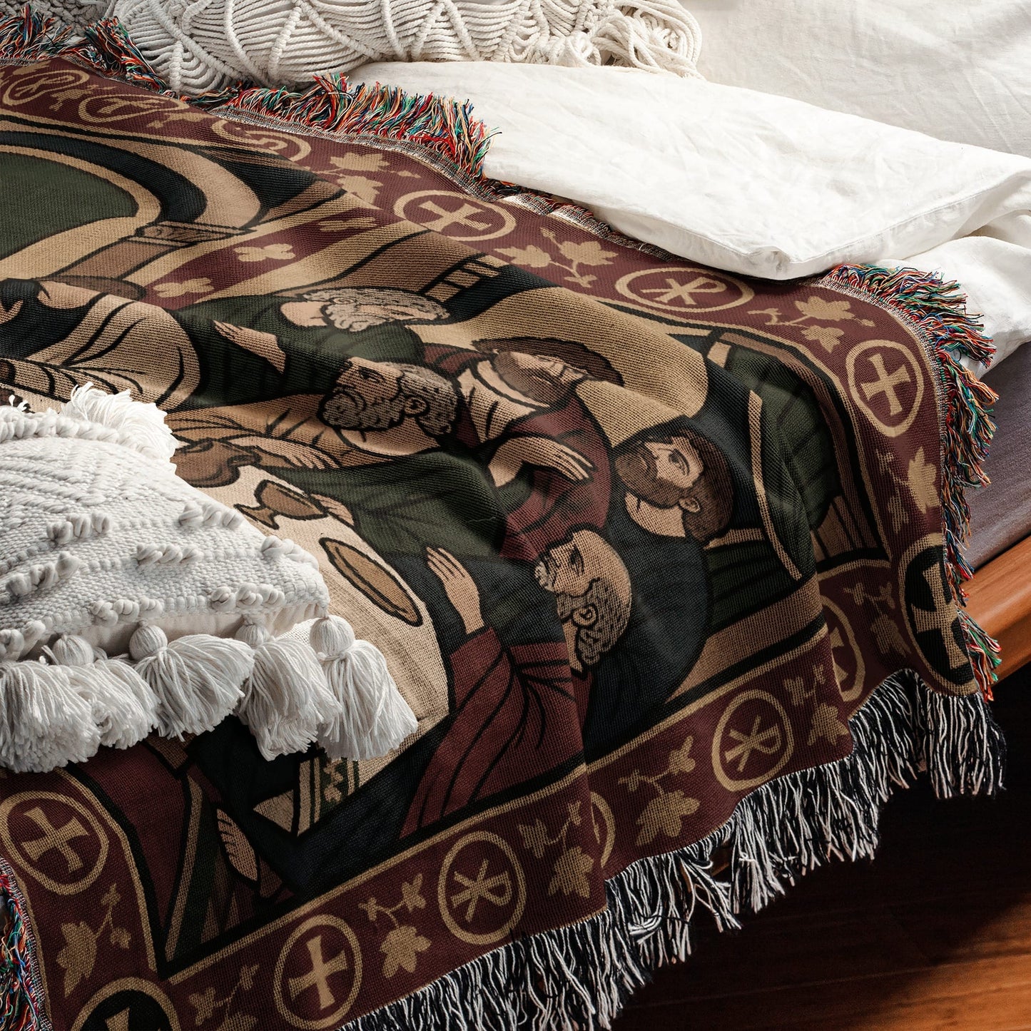 MyDesigns Last Supper Horizontal Tapestry - Byzantine Icon Woven Blanket jacquard woven blanket