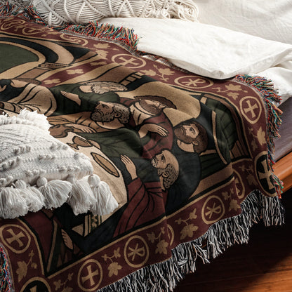 MyDesigns Last Supper Horizontal Tapestry - Byzantine Icon Woven Blanket jacquard woven blanket