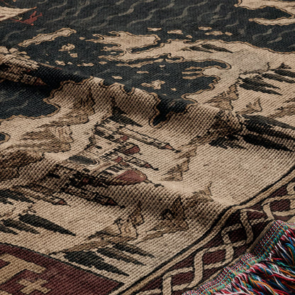 CalmNestStyle Crusader Sea Route Map I Eagle and Jerusalem Shields jacquard woven blanket