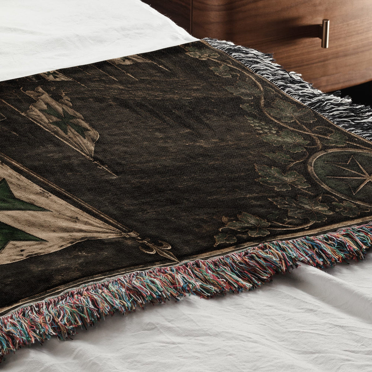 MyDesigns Saint Lazarus Host – Green Maltese Crosses at Dusk jacquard woven blanket