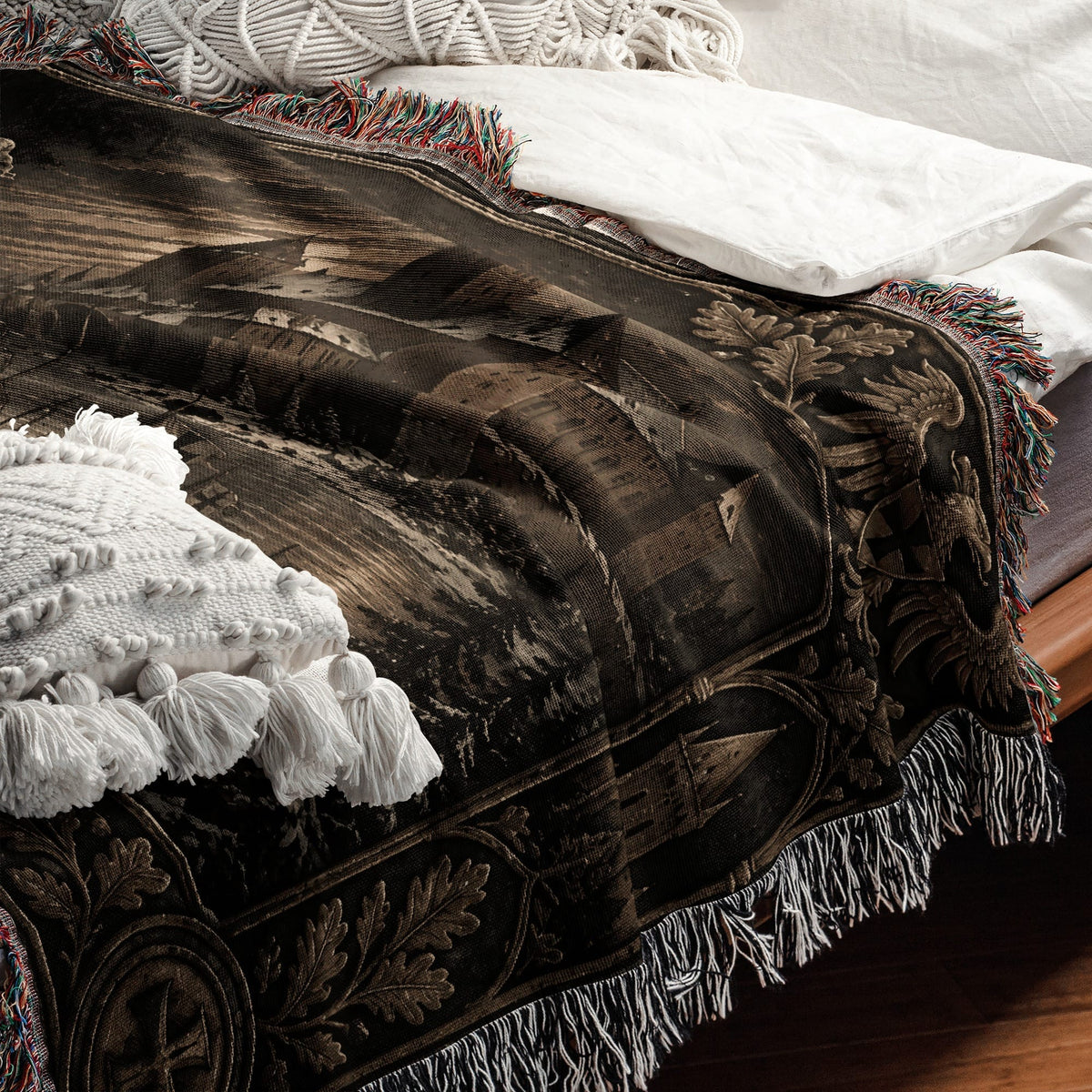 MyDesigns Teutonic Order – Black Cross and Fortress jacquard woven blanket