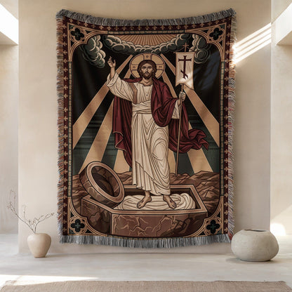 Vibrant Resurrection Jesus Christ Tapestry Wall Art