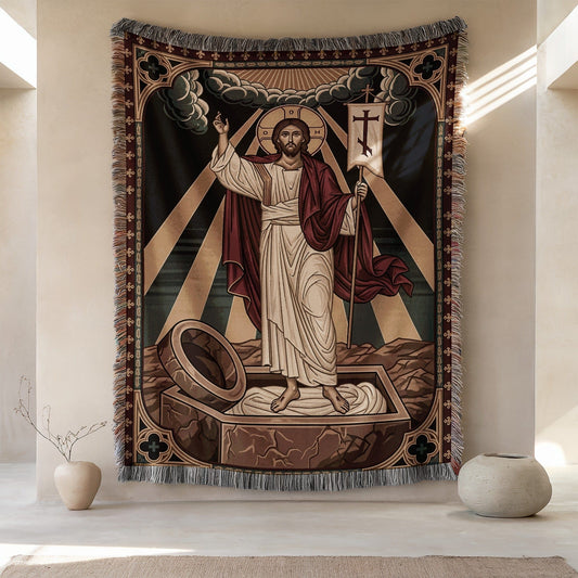 Vibrant Resurrection Jesus Christ Tapestry Wall Art