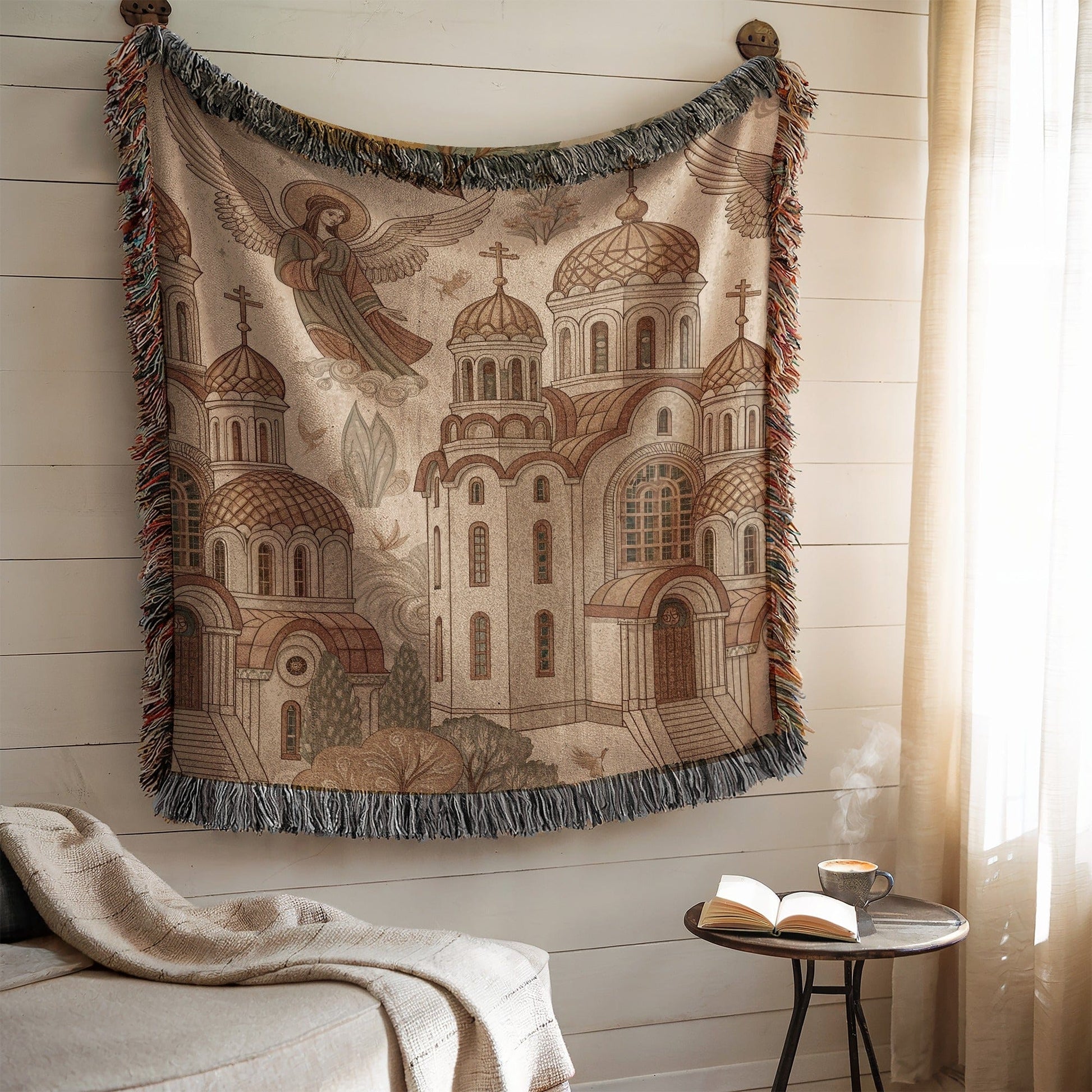 Vintage Church Pattern Throw Blanket for Cozy Home Decor