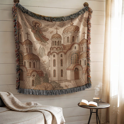 Vintage Church Pattern Throw Blanket for Cozy Home Decor