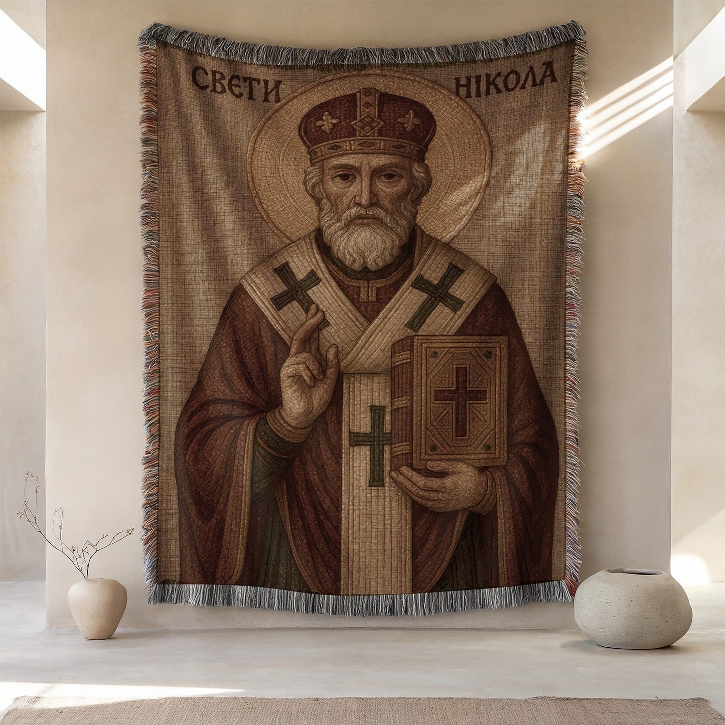 Handcrafted Historical Religious Decor Blanket