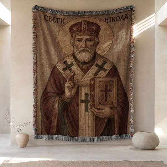 Handcrafted Historical Religious Decor Blanket
