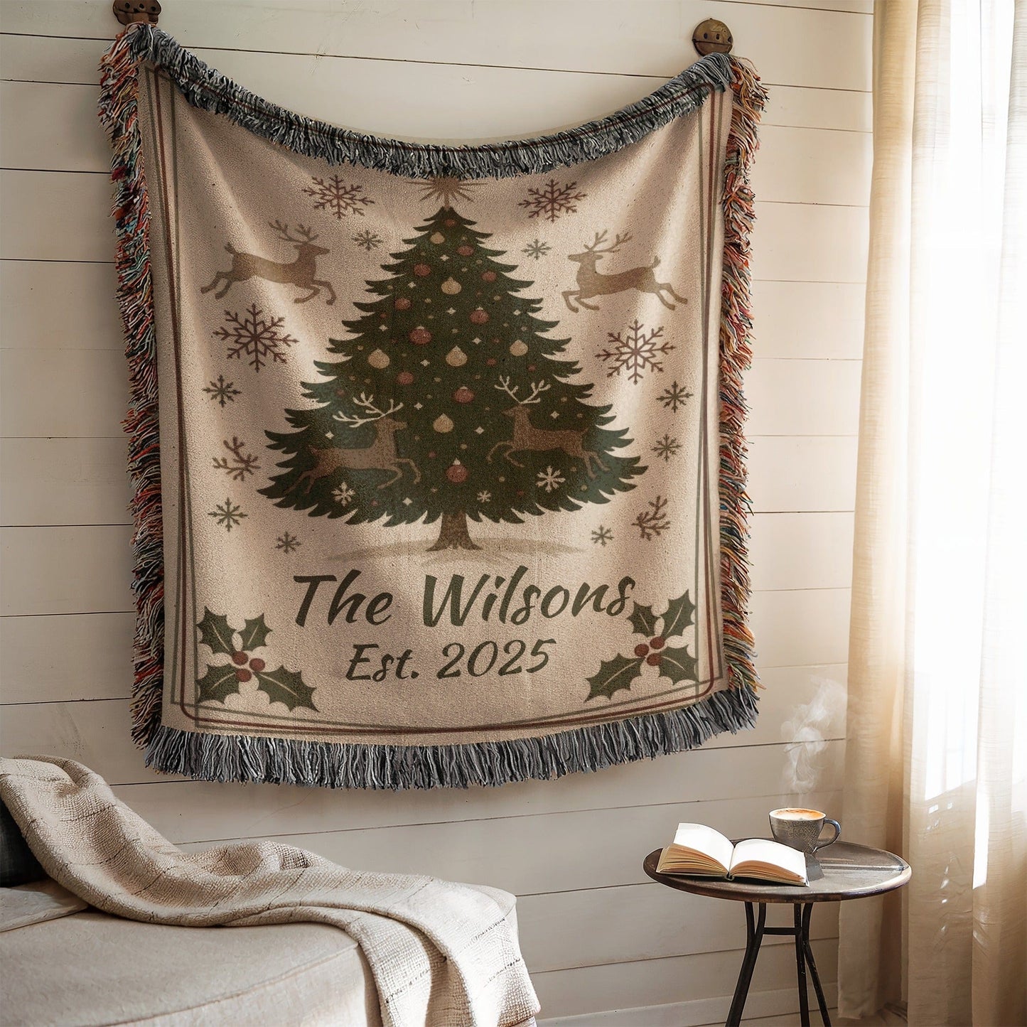 Personalized Christmas Tree Blanket Custom Gift