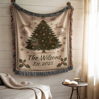 Personalized Christmas Tree Blanket Custom Gift