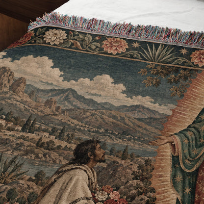 CalmNestStyle Our Lady of Guadalupe at Tepeyac jacquard woven blanket