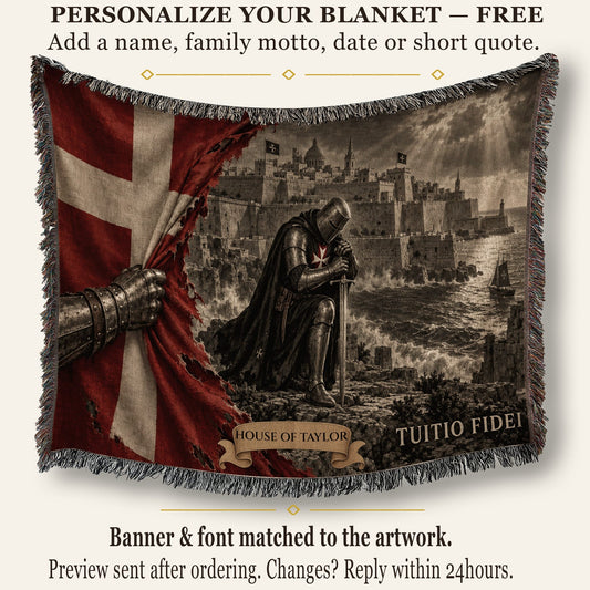 CalmNestStyle Hospitaller Knight Kneeling Before Malta Woven Blanket jacquard woven blanket