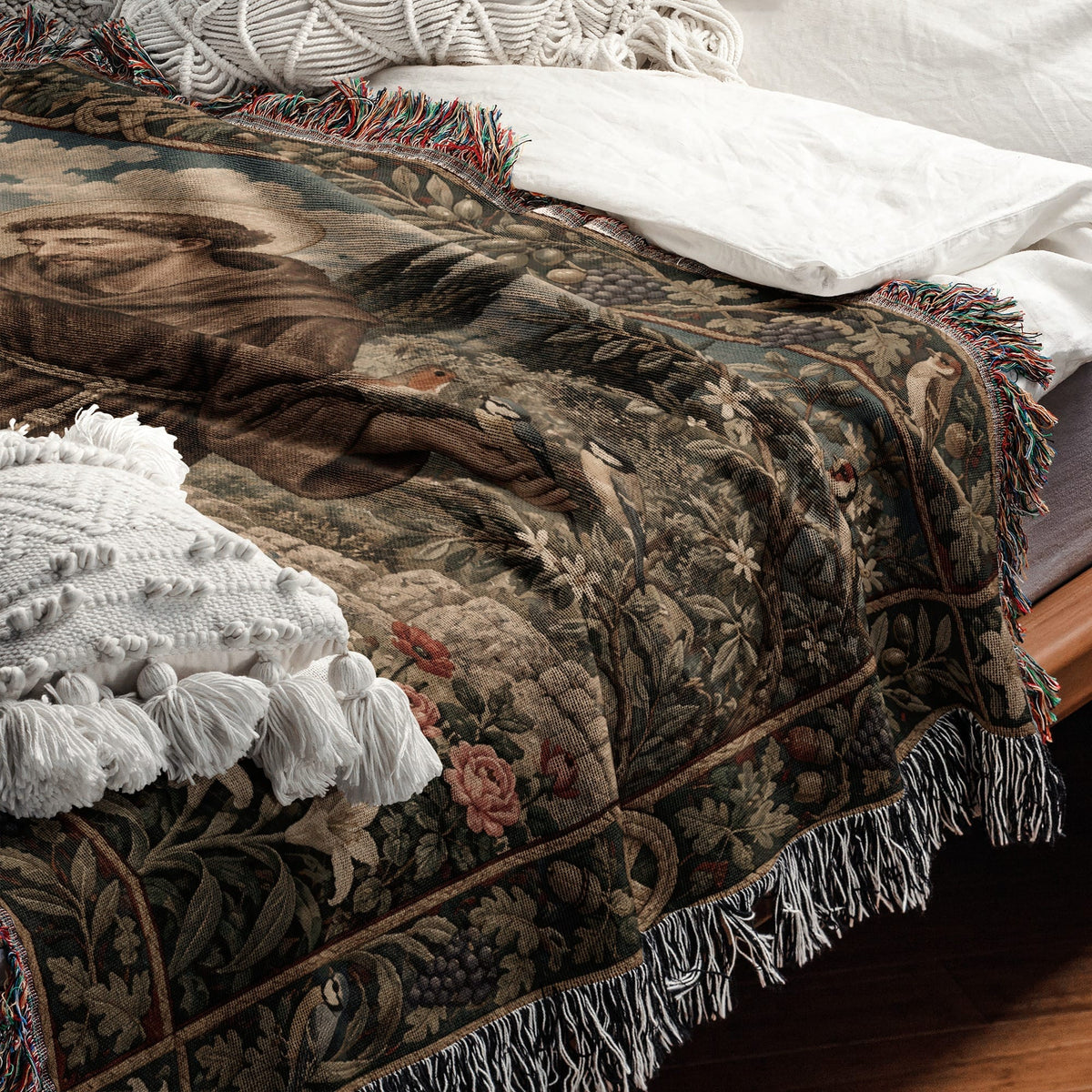 CalmNestStyle Saint Francis and the Animals jacquard woven blanket