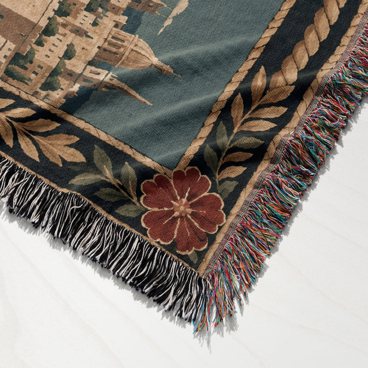 CalmNestStyle Golden Lions Crowned Shield over Valletta Woven Blanket jacquard woven blanket