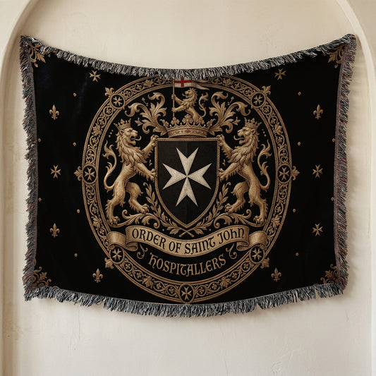 CalmNestStyle Order of Saint John Medallion Crest Red Cross Flag Woven Blanket jacquard woven blanket