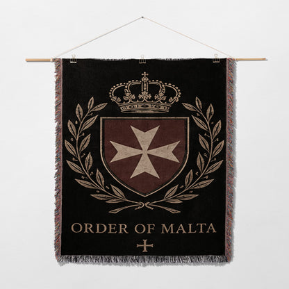 CalmNestStyle Order of Malta Crown Laurel Crest Woven Blanket jacquard woven blanket