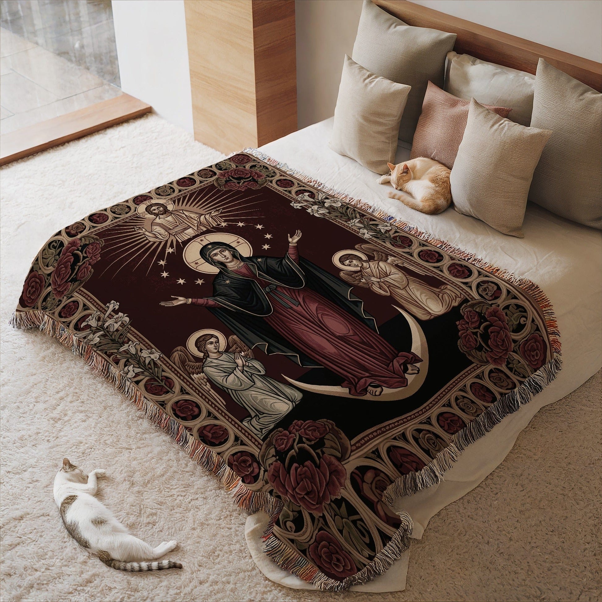 Intricate Religious Artwork Tapestry Blanket for Your Home