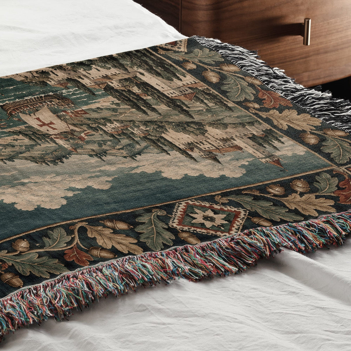 CalmNestStyle Crusader Fleet I Knight at the Harbor jacquard woven blanket