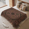 Pink With Geometric Patterns and Fringe Square Woven Blanket