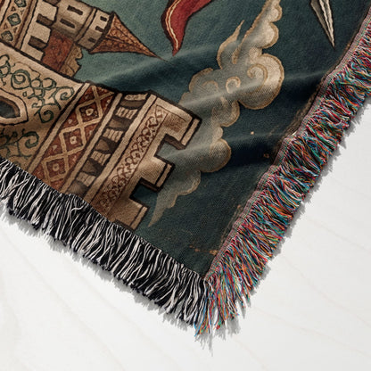 CalmNestStyle Saint George Parchment Scroll jacquard woven blanket