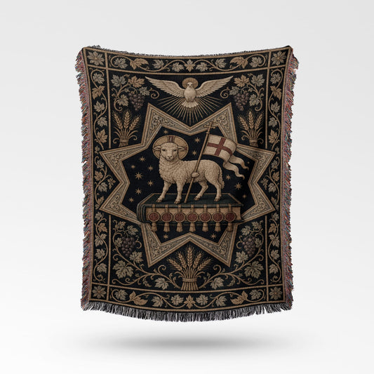 CalmNestStyle Celestial Lamb Iconography Woven Blanket jacquard woven blanket