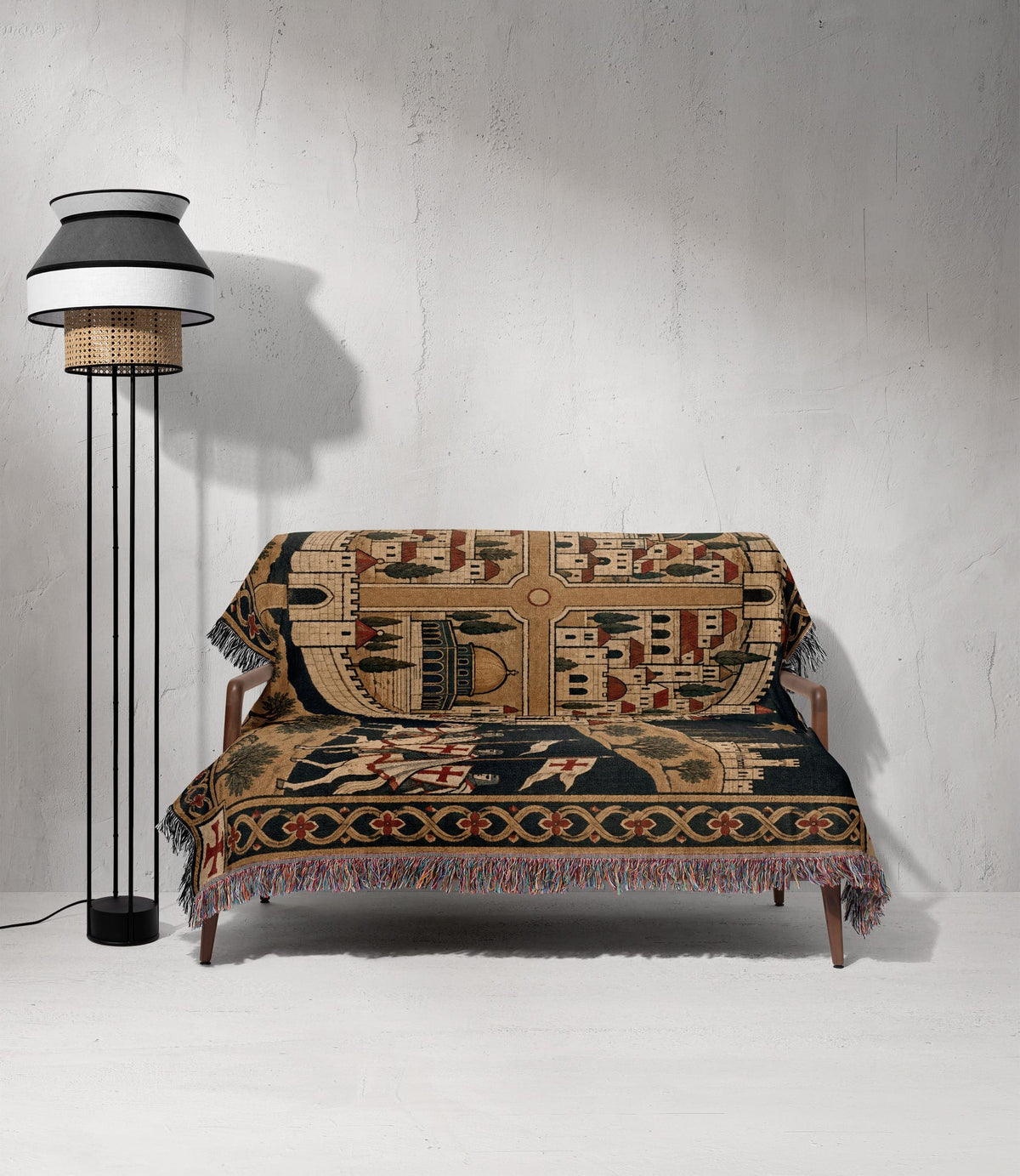 CalmNestStyle Crusader Jerusalem Round Map I Under the Star jacquard woven blanket