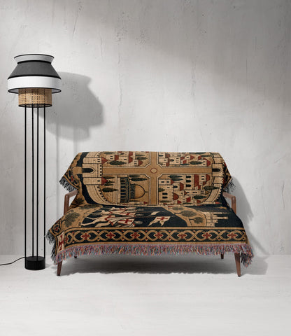 CalmNestStyle Crusader Jerusalem Round Map I Under the Star jacquard woven blanket