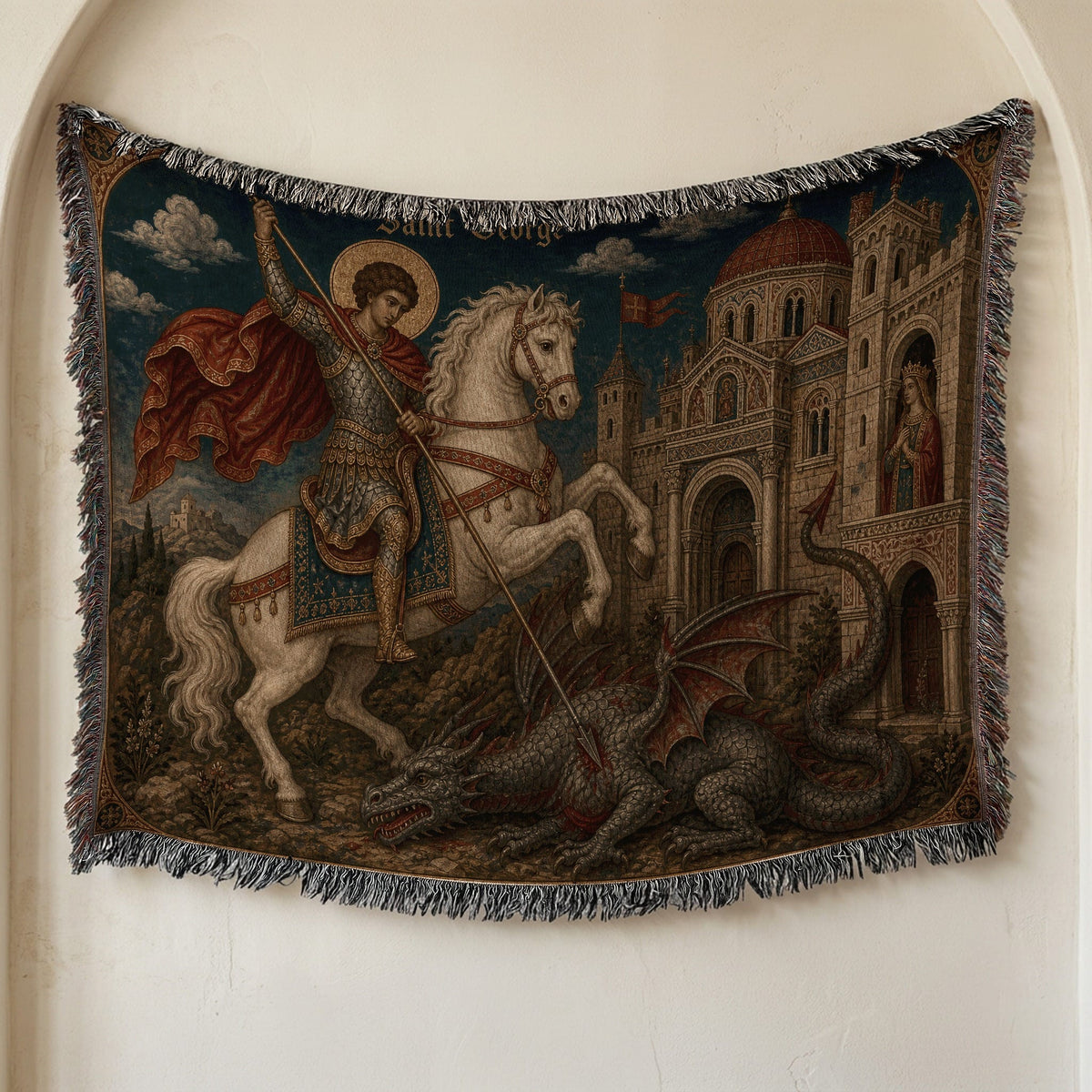 CalmNestStyle Saint George The Arched Icon jacquard woven blanket