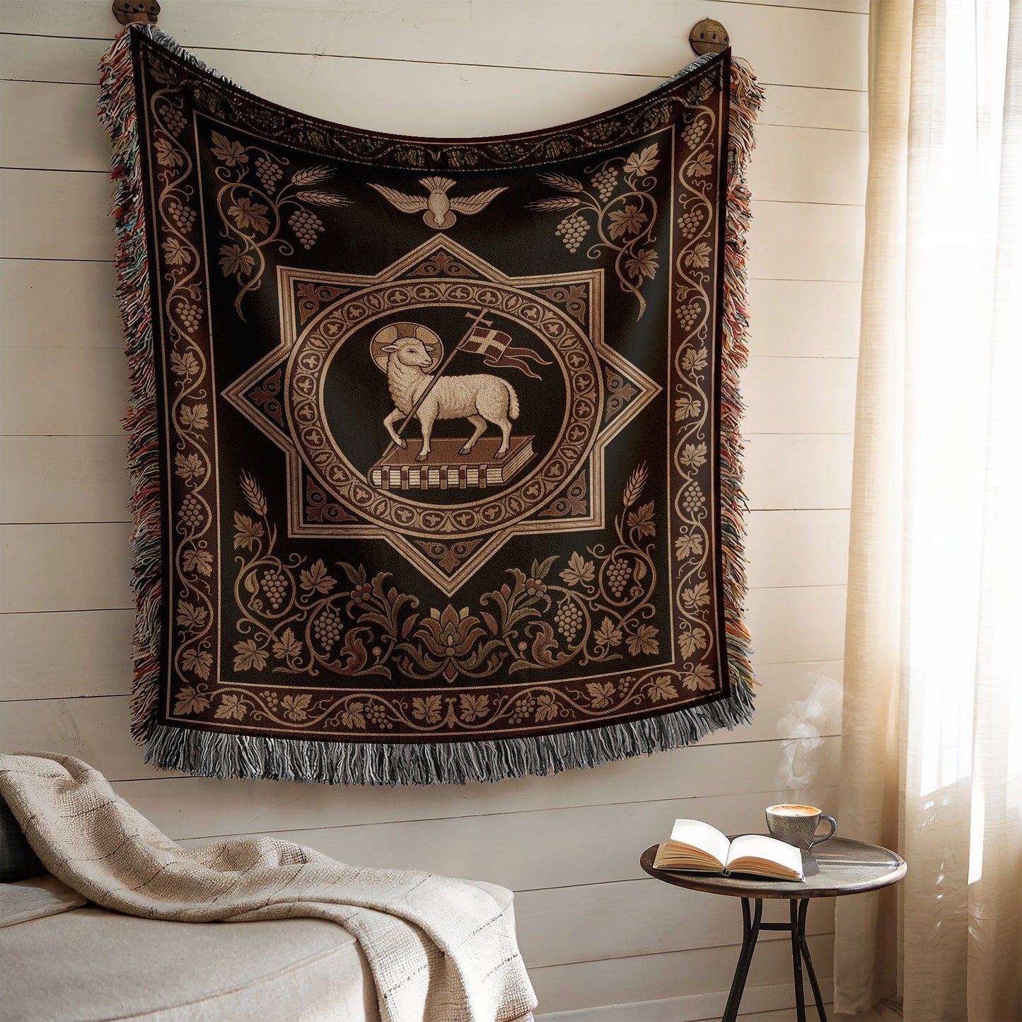 Decorative Tapestry with Detailed Sheep Design