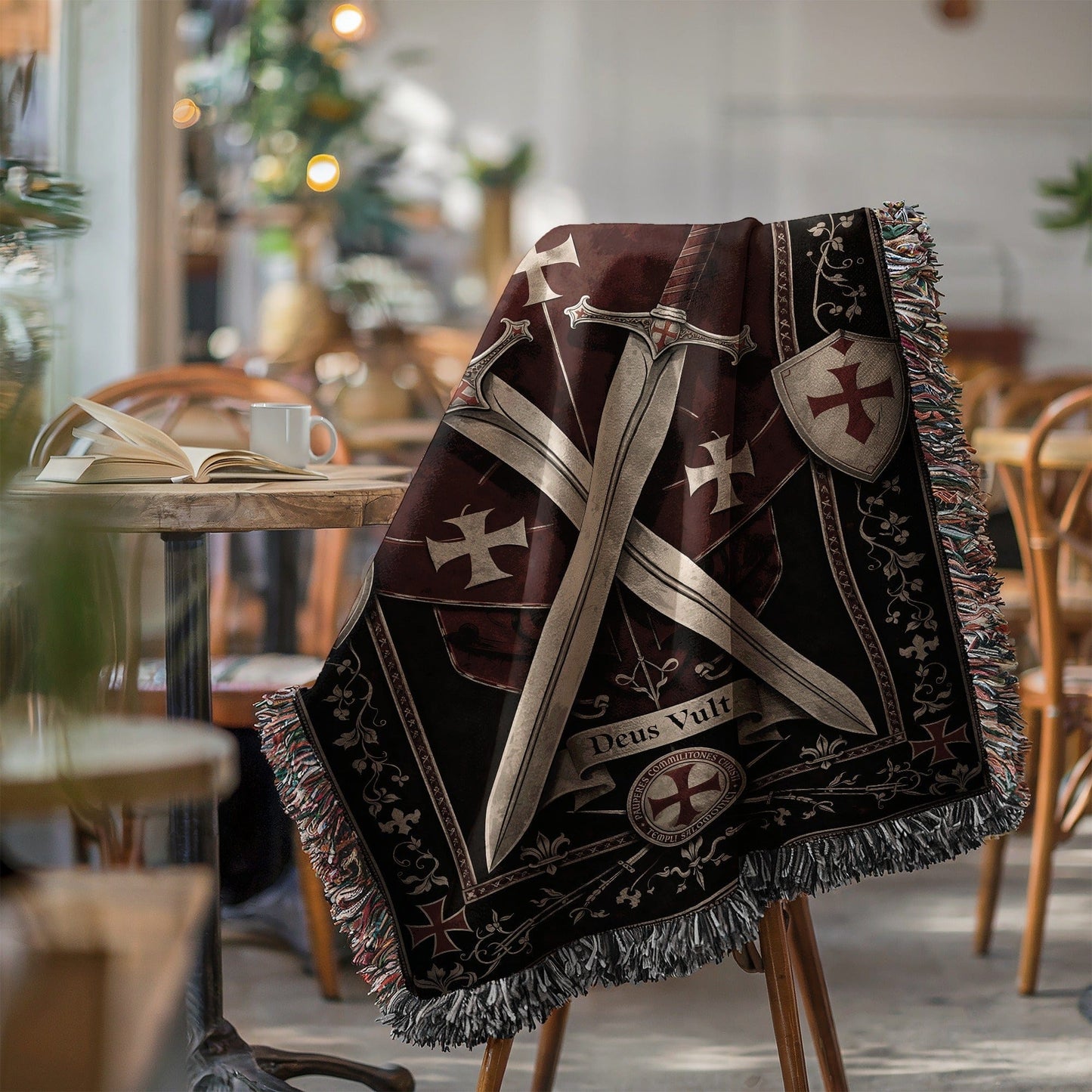 Deus Vult Medieval Swords and Shields Blanket