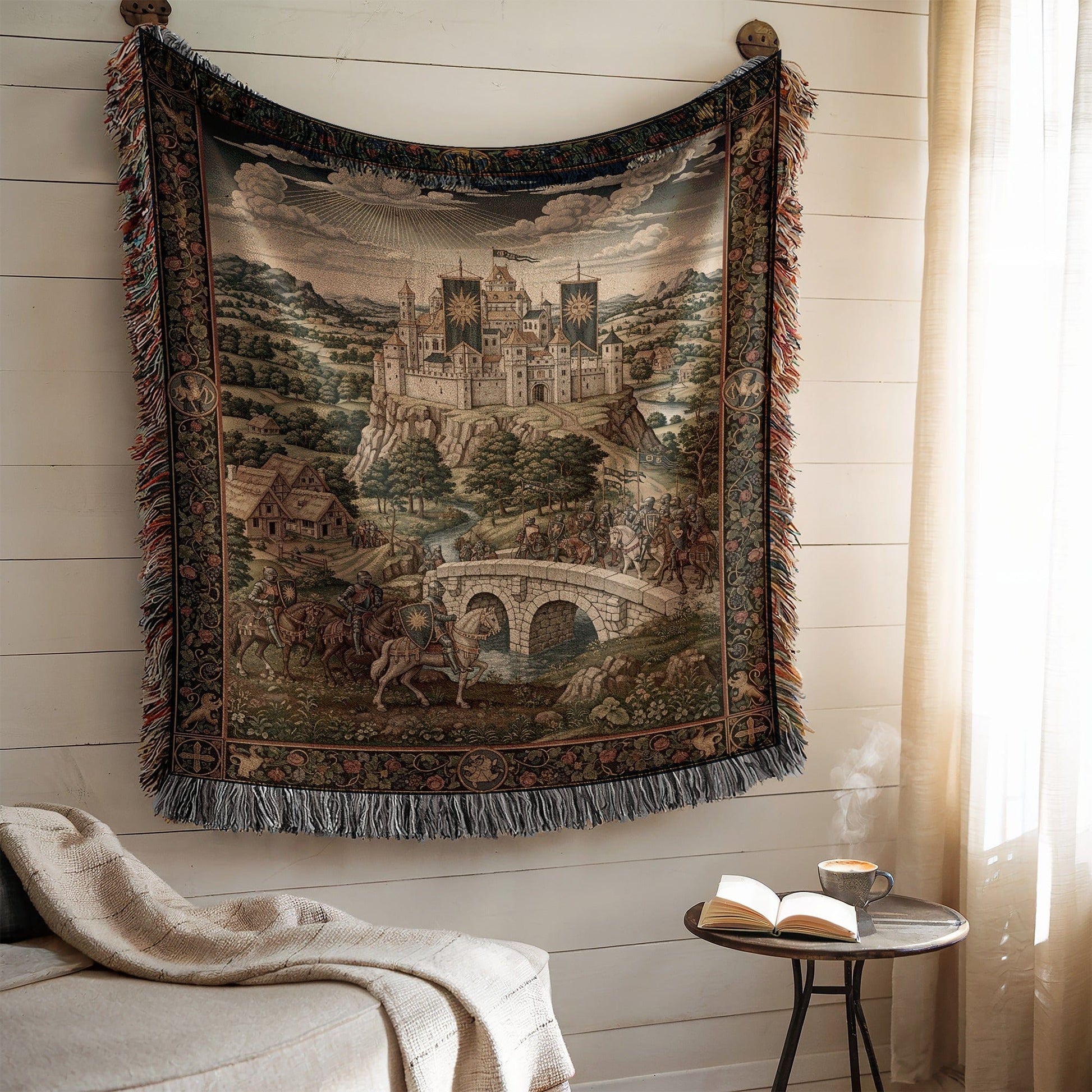 Intricately Designed Castle Scenic Tapestry Wall Hanging