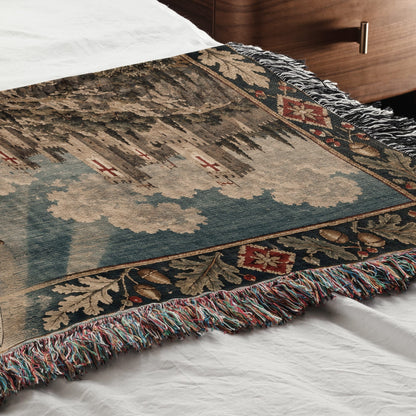 CalmNestStyle The Templar Charge Knight on a White Horse jacquard woven blanket