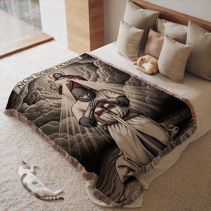 Non Nobis Domine Knight Prayer Throw Blanket