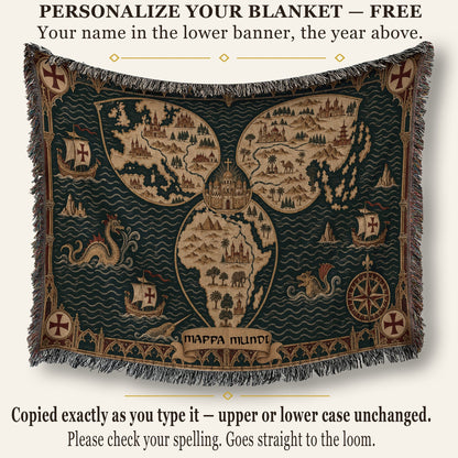 CalmNestStyle Mappa Mundi I Three Continents jacquard woven blanket
