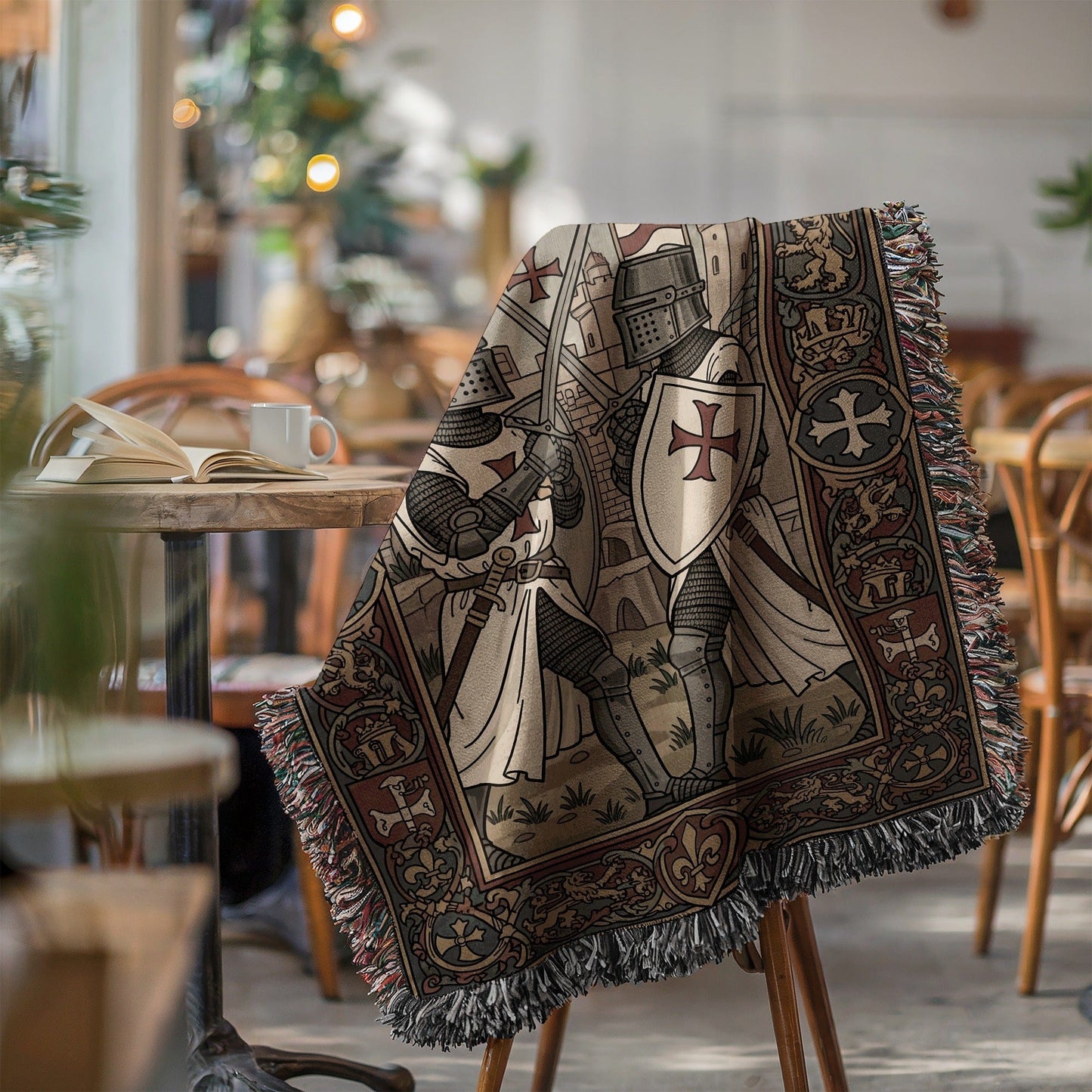 Medieval Knight Themed Decor Blanket with Intricate Design