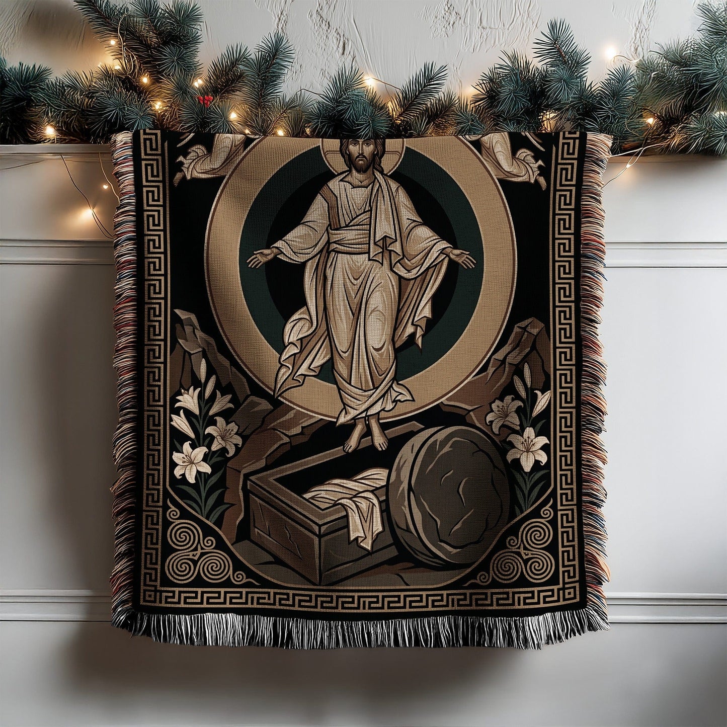 Resurrection Themed Blanket With Elegant Holiday Design