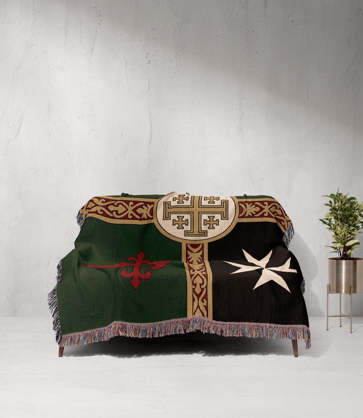 MyDesigns Ancient Orders I Forest Green jacquard woven blanket