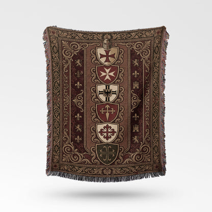 CalmNestStyle Regal Templar Heraldry Woven Blanket jacquard woven blanket