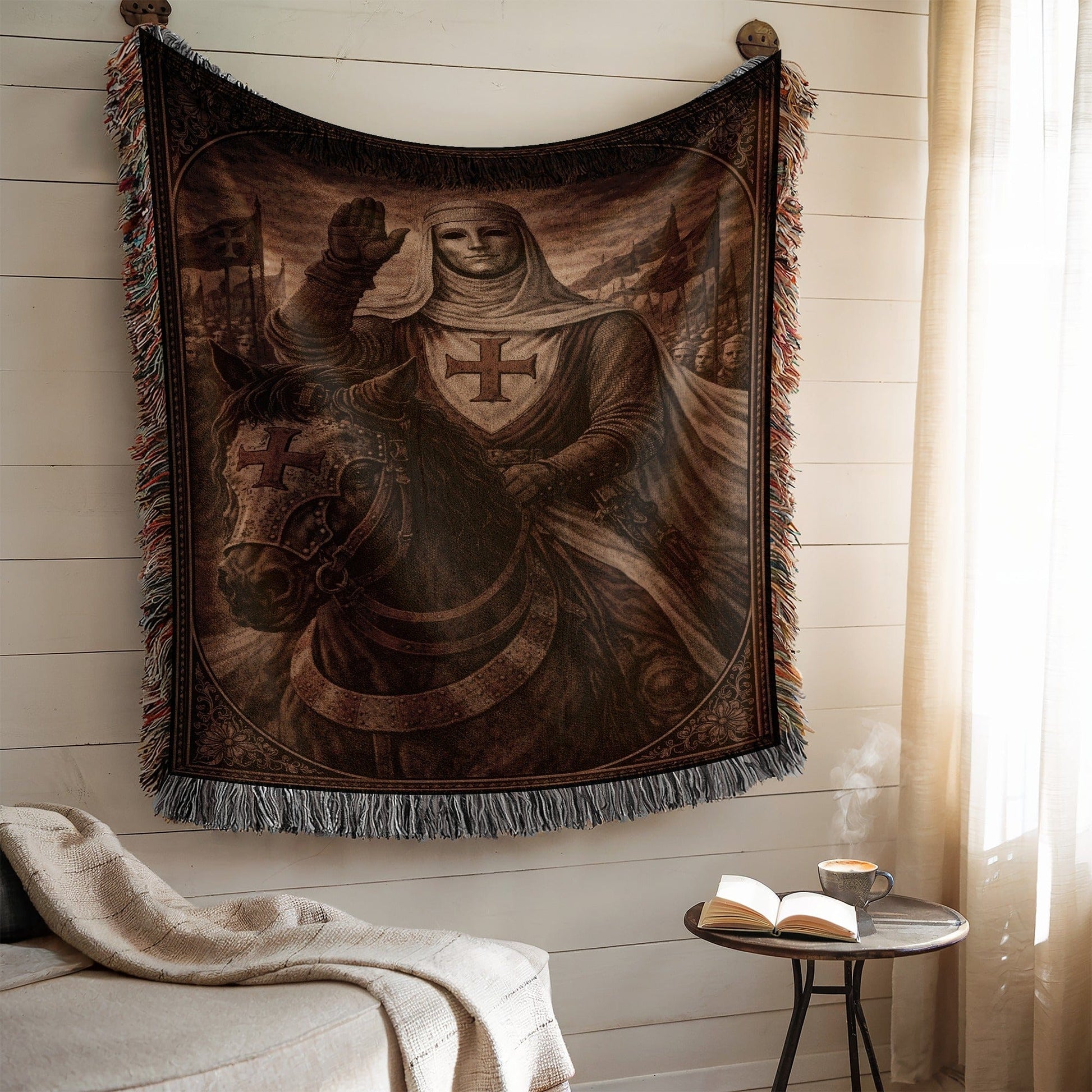 Knight Tapestry with Detailed Medieval Design Blanket