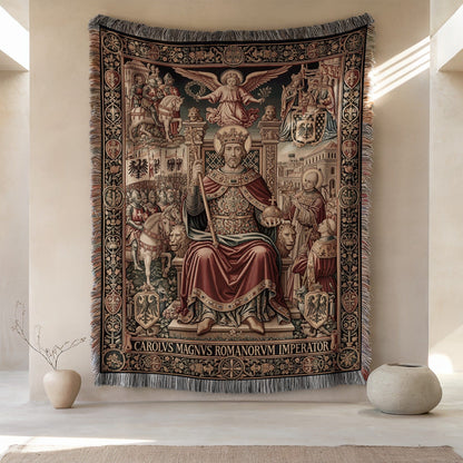 Carolus Magnus Romanorum Imperator Fine Art Tapestry Templar Woven Blanket