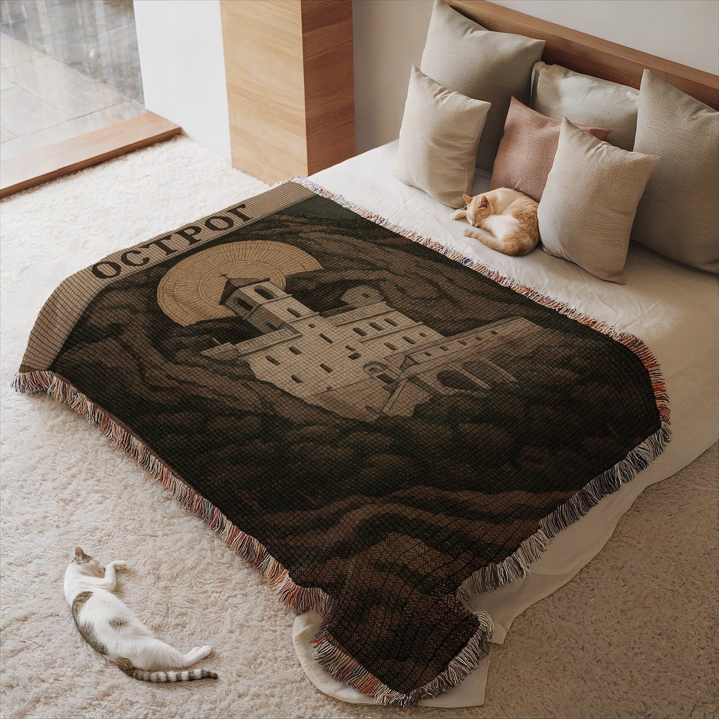 Scenic Castle Printed Tapestry for Bed or Sofa Decor