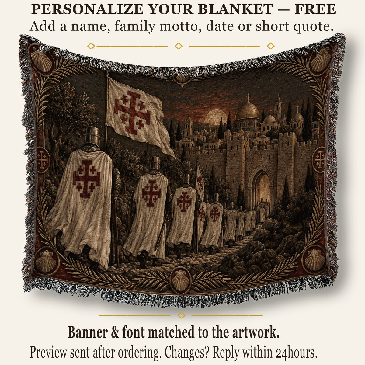 MyDesigns Jerusalem Cross Knights – Under the Domes jacquard woven blanket