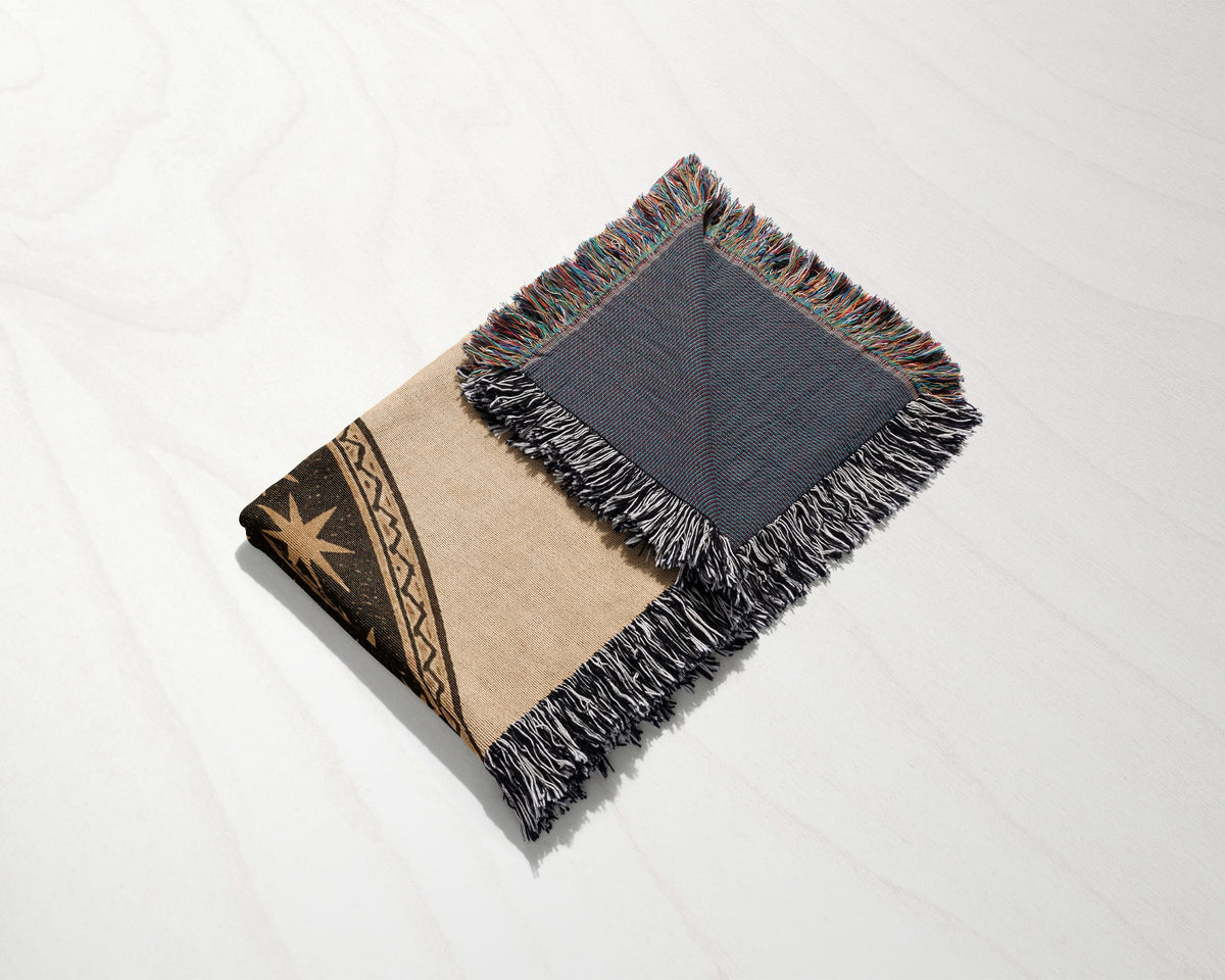 CalmNestStyle Madonna and Child in Gold jacquard woven blanket