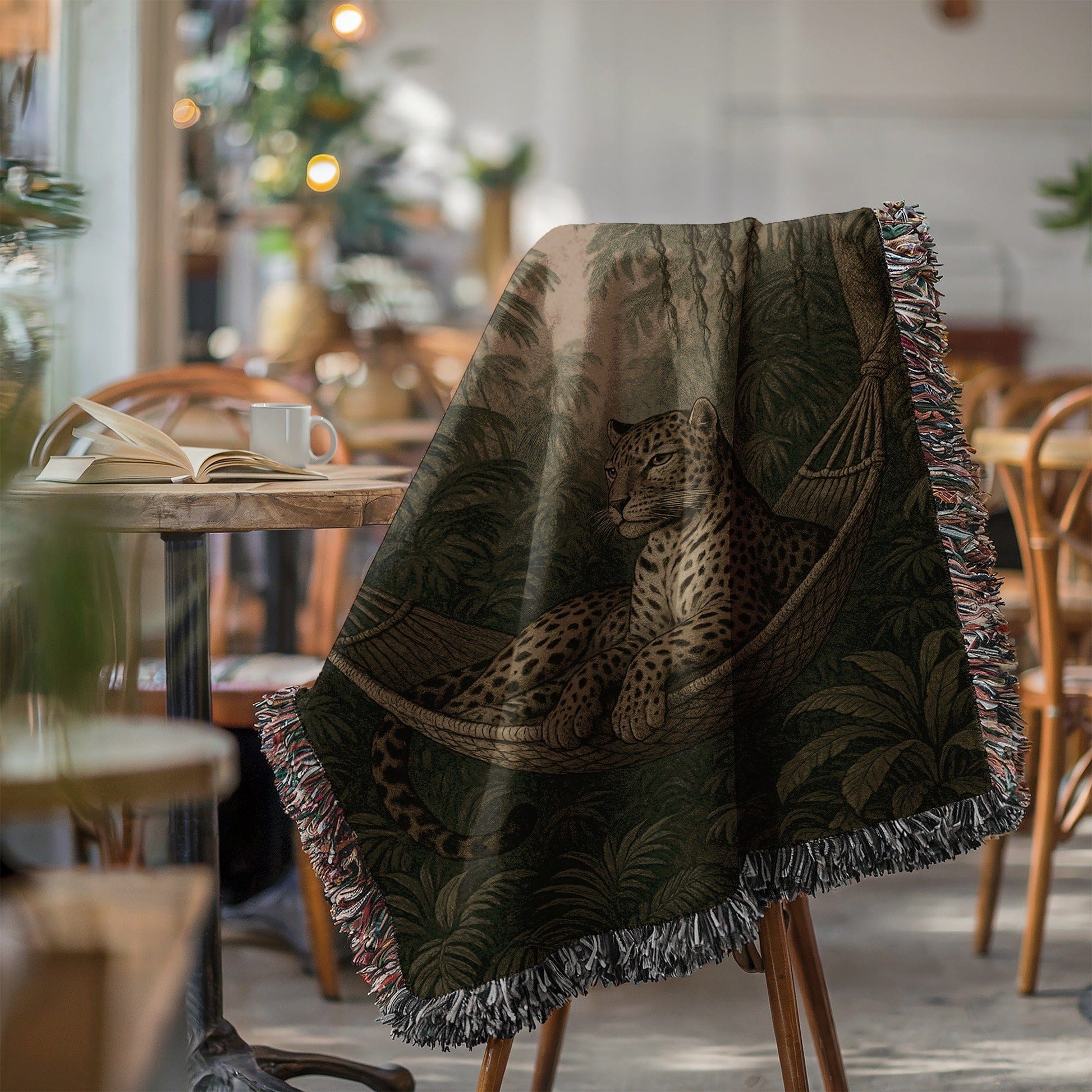Cozy Blanket with Elegant Leopard in Hammock Design