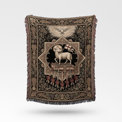 CalmNestStyle Sacred Lamb & Dove Art Woven Blanket jacquard woven blanket