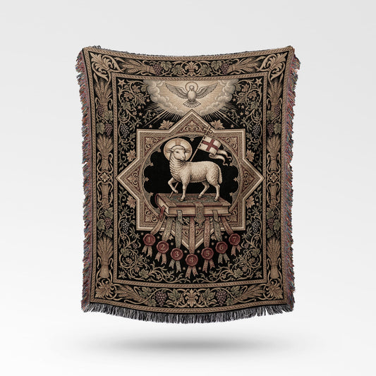 CalmNestStyle Sacred Lamb & Dove Art Woven Blanket jacquard woven blanket