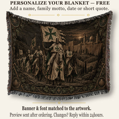 MyDesigns Saint Lazarus Host – Green Maltese Crosses at Dusk jacquard woven blanket