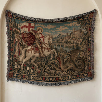 CalmNestStyle Saint George Under the English Flag jacquard woven blanket