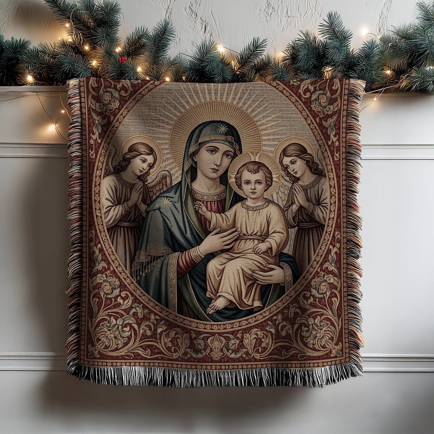 Exquisite Religious Tapestry with Iconic Design