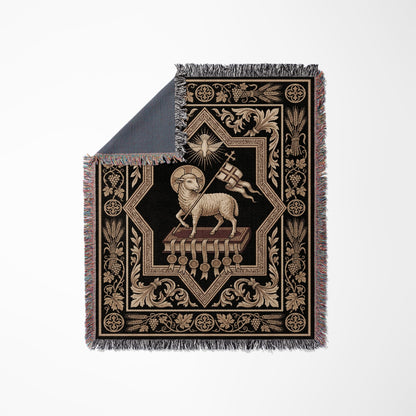 CalmNestStyle Agnus Dei Ornate Woven Blanket jacquard woven blanket